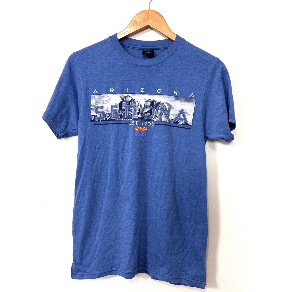 VTG Sedona Arizona Graphic T Shirt Prairie Mountain Blue Souvenir Southwestern